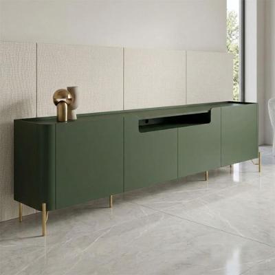 Rack para TV Bend 260CM MDF 4 Portas Lisas Musgo com Dourado Casa Lar Shop