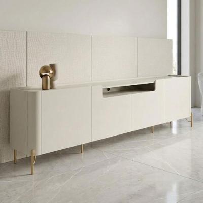 Rack para TV Bend 260CM 4 Portas Lisas 100% MDF Luna com Dourado Casa Lar Shop