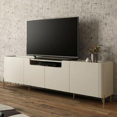 Rack para Sala Bend 220CM MDF 4 Portas Lisas Luna com Dourado Casa Lar Shop