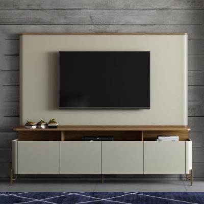 Rack com Painel para TV Bend 180CM MDF 4 Portas Louro e Luna com Dourado Casa Lar Shop