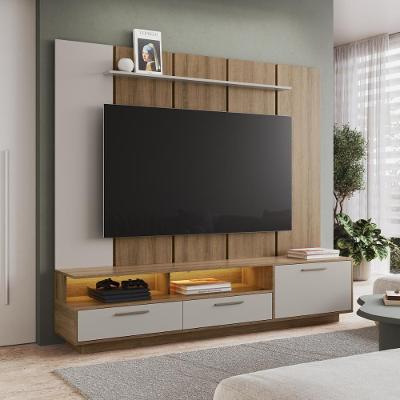 Rack e Painel para TV Rack Sala com Iluminacao Led 75 Polegadas 200CM MDP Mel com Arenas