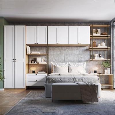 Quarto Adulto 10 Peças Guarda Roupa Closet Armário 10 Portas 2 Gavetas 100% MDF Savana com Branco