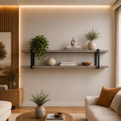 Prateleira Suspensa Multiuso Smart MDF Metal Grigio com Preto 260CM Casa Lar Shop