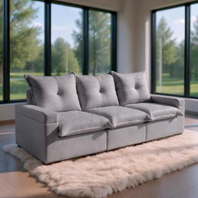 Sofá Tera Living 3 Lugares Reclinável 262CM Cinza Linho