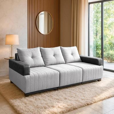 Sofá Living Leona 3 Lugares 235CM Cinza Linho Bom Pastor