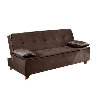 Sofá Cama Zoe 2 Lugares Retrátil e Reclinável 185CM Marrom Veludo Bom Pastor