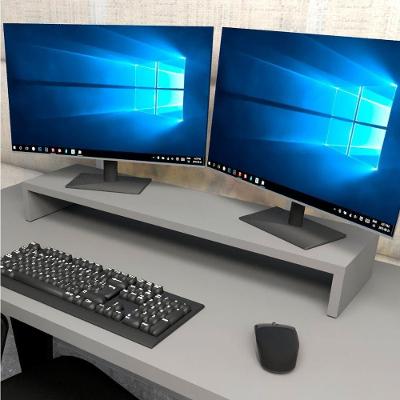 Suporte para Monitor de Mesa F5 Office F5 para 2 Telas de 21,5 Polegadas Cinza Sagrado