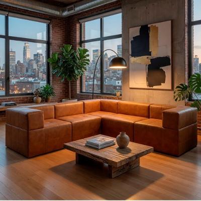 Sofá Modular Canto Luxo Bom Pastor 5 Lugares Reclinável 255CM Caramelo