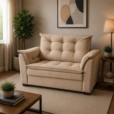 Sofá Alice 2 Lugares Compacto Suede com Espuma D-28 Café Império Decor