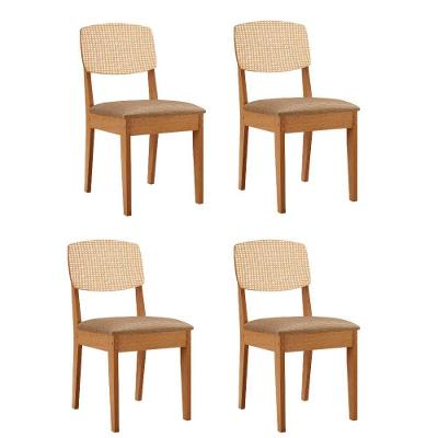 Conjunto com 4 Cadeiras para Sala de Jantar Copper Premium MDF Marrom Moderna