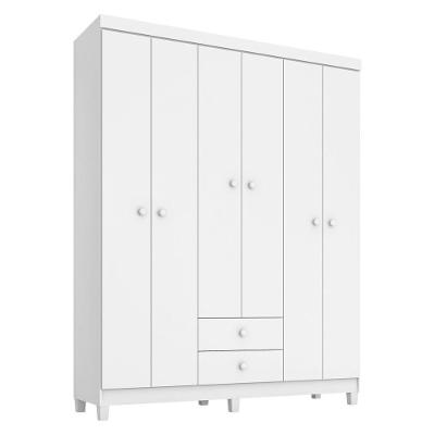 Guarda Roupa Infantil 6 Portas 2 Gavetas Aquarela Branco