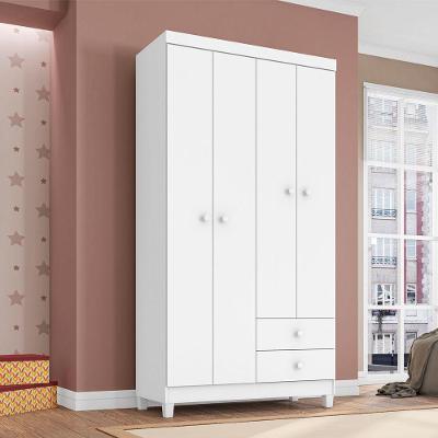 Guarda Roupa Infantil 4 Portas 2 Gavetas Aquarela Branco