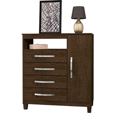 Cômoda Sapateira 1 Porta 4 Gavetas Porto Belo Malbec