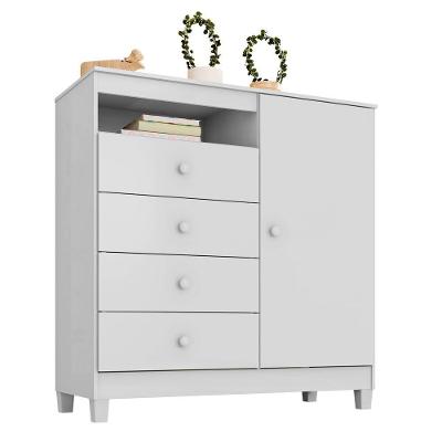 Cômoda Sapateira 1 Porta 4 Gavetas Aquarela Baby Branco