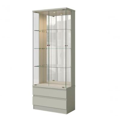 Cristaleira Lisboa 2 Portas 2 Prateleiras MDF com Iluminação LED Off White Mavaular Móveis