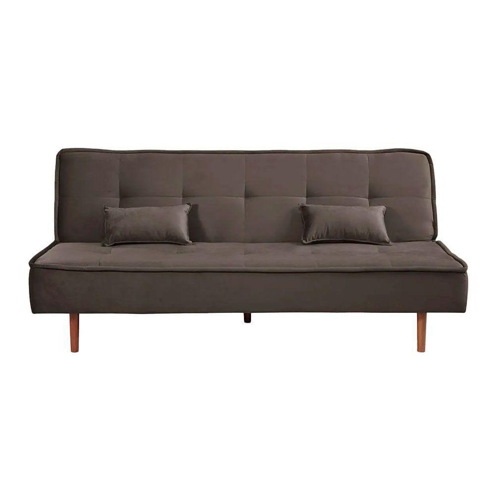 Sofá Cama Silver 3 Lugares Reclinável Suede 192cm Marrom - 1