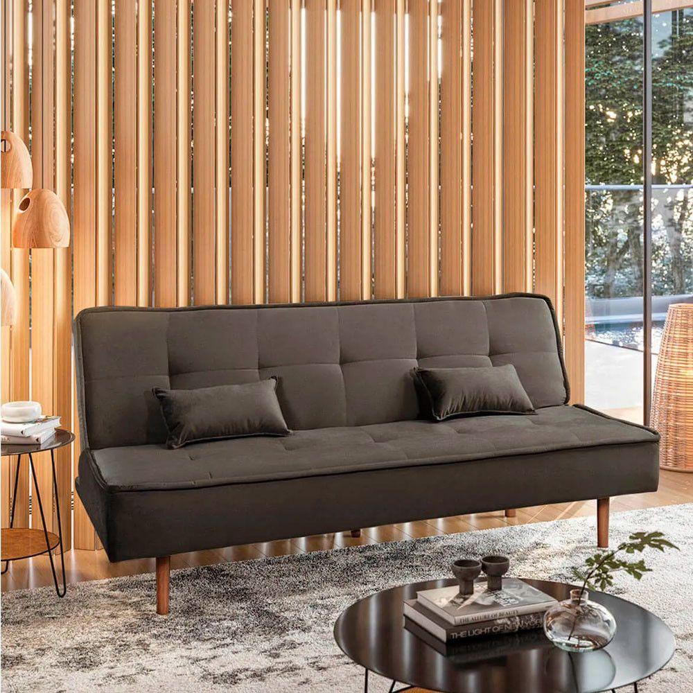 Sofá Cama Silver 3 Lugares Reclinável Suede 192cm Marrom - 4