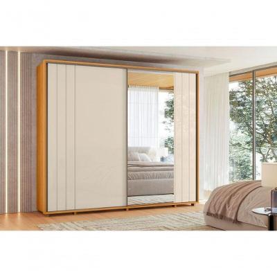 Guarda Roupa Casal Dalí 2 Portas de Correr com Espelho em MDF Cinamomo-off White Madetec Móveis