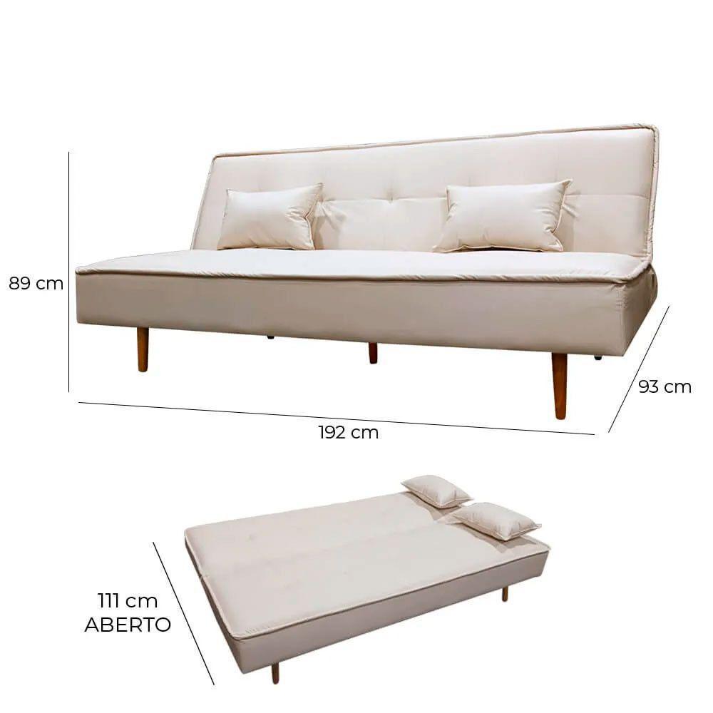 Sofá Cama Silver 3 Lugares Reclinável Casal Corano Bege - Speciale Home Bege - 4