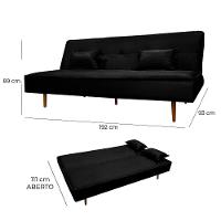 Sofá Cama Silver 3 Lugares Reclinável Casal Corano Preto Fosco - Speciale Home Preto - 8