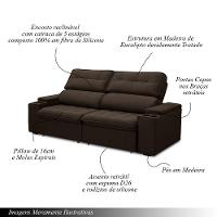Sofá Retrátil E Reclinável 3 Lugares 210cm Zoho Porta Copos No Braço Veludo Marrom G22 - Gran Belo - 2