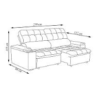 Sofá Retrátil E Reclinável 3 Lugares 210cm Zoho Porta Copos No Braço Veludo Cinza G22 - Gran Belo