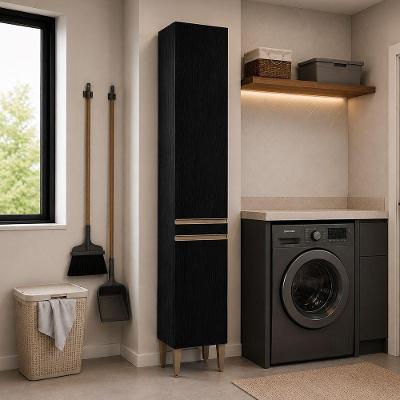 Armário de Lavanderia 2 Portas MDP 40CM Preto Menu Móveis