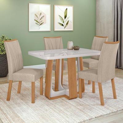 Conjunto Sala de Jantar 4 Lugares Tampo MDF c/ Cadeiras