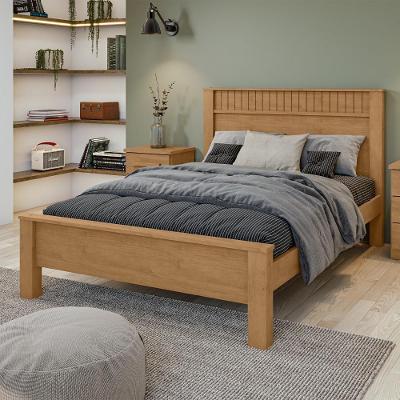 Cama Casal Athenas MDF-MDP Amendoa Clean Móveis Lopas