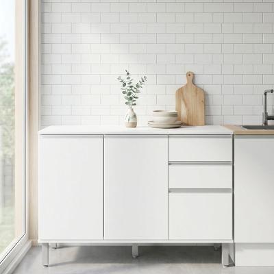 Balcão Nina 3 Portas 1 Prateleira 2 Gavetas MDP 119CM Branco
