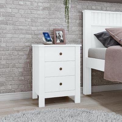 Mesa de Cabeceira 3 Gavetas MDP-MDF Moderno Branco Lopas