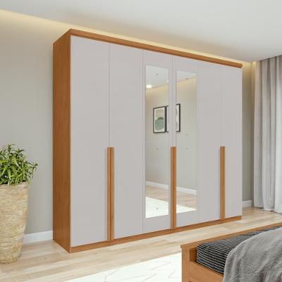 Guarda Roupa Casal 6 Portas 4 Gavetas MDF c/Espelho Móveis