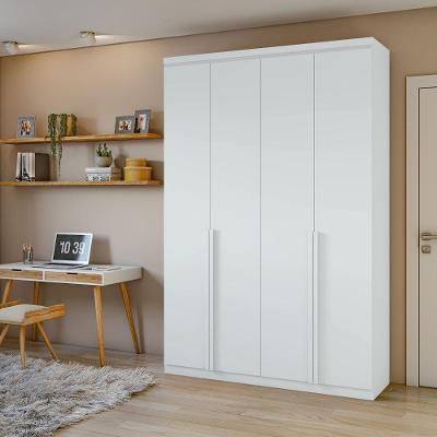 Guarda Roupa Solteiro 4 Portas 2 Gavetas MDF Branco Lopas