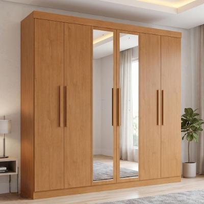 Guarda Roupa Casal 6 Portas c/Espelho 2 Gavetas MDP Lopas