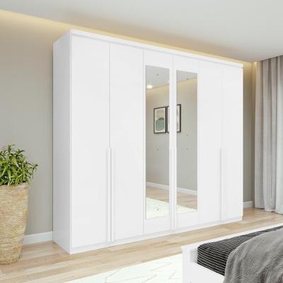 Guarda Roupa Casal 6 Portas 4 Gavetas MDF com Espelho Lopas