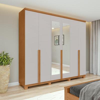 Guarda Roupa Casal 6 Portas 4 Gavetas MDF c/Espelho e Pés