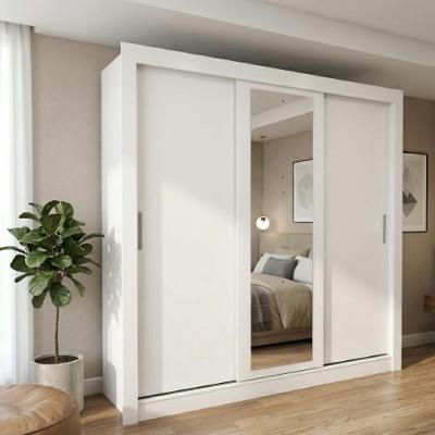 Guarda Roupa Casal Atlas 3 Portas MDP c/Espelho Branco Lopas