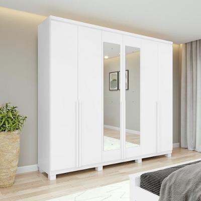 Guarda Roupa Casal 6 Portas 4 Gavetas MDF c/Espelho Lopas