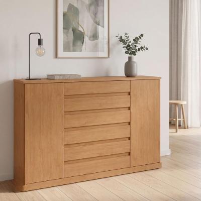Cômoda Vedra 7 Gavetas 2 Portas Amêndoa Clean Móveis Lopas