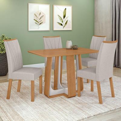 Conjunto Sala de Jantar Mesa 4 Lugares Tampo MDF c/Cadeiras