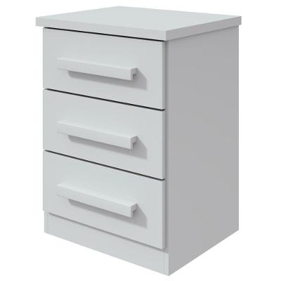 Mesa de Cabeceira 3 Gavetas MDP Moderno Branco Lopas