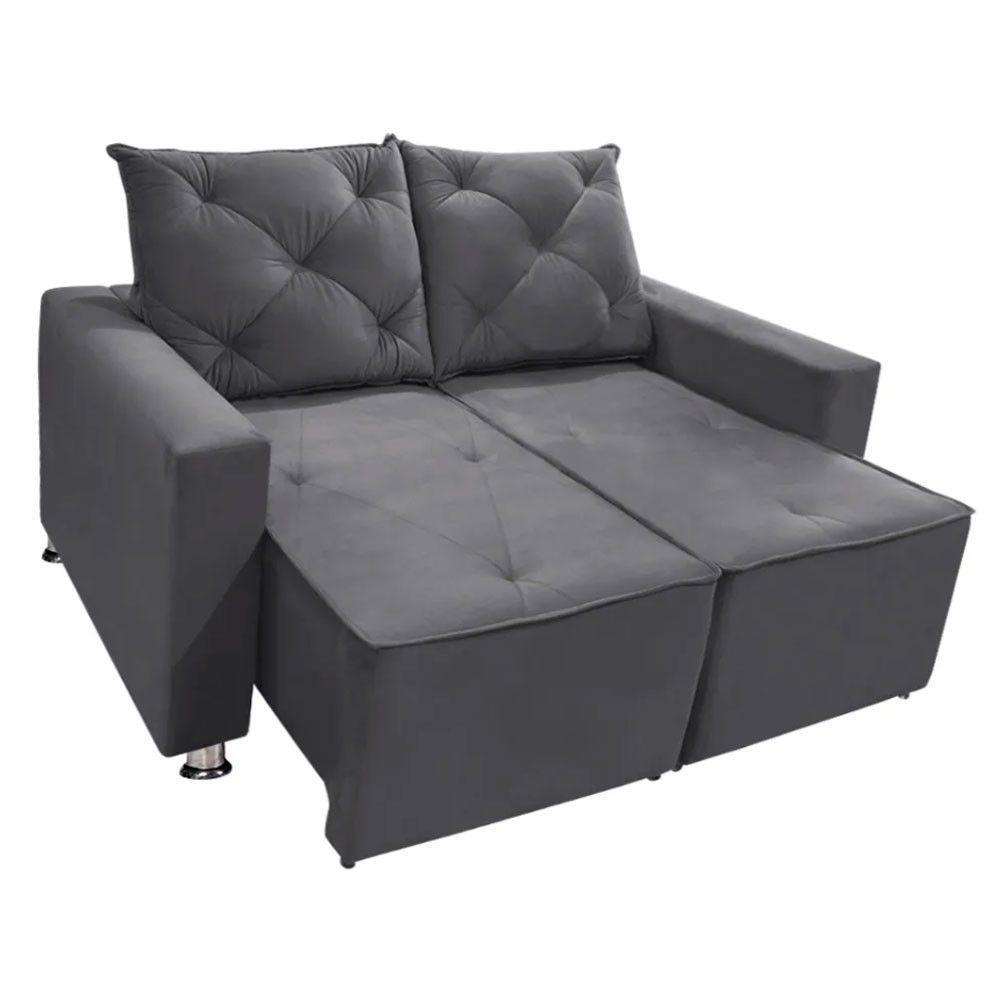 Sofá Retrátil E Reclinável 2 Lugares Bariloche Veludo Cinza Speciale Home Cinza - 4