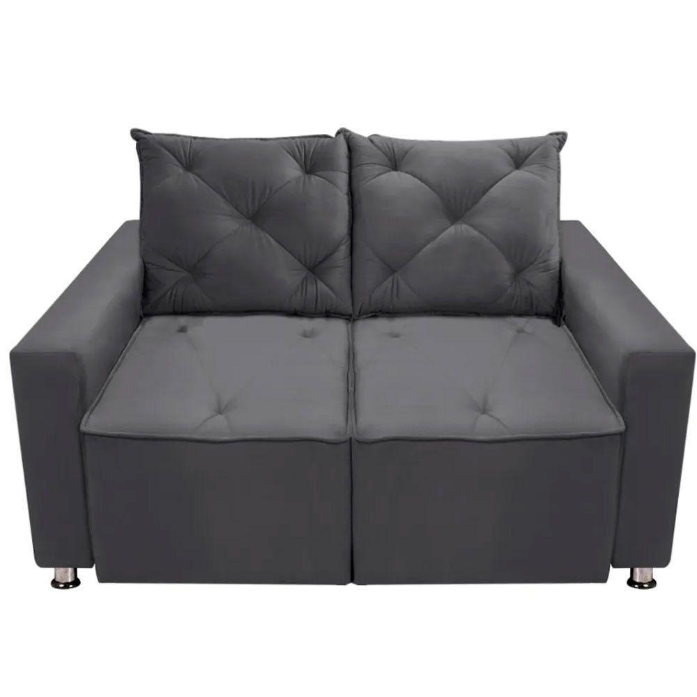 Sofá Retrátil E Reclinável 2 Lugares Bariloche Veludo Cinza Speciale Home Cinza - 5