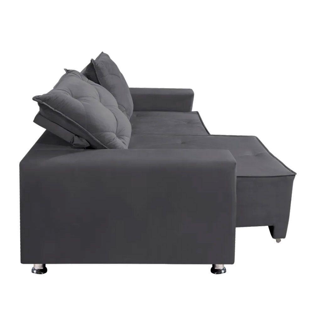 Sofá Retrátil E Reclinável 2 Lugares Bariloche Veludo Cinza Speciale Home Cinza - 6