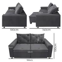 Sofá Retrátil E Reclinável 2 Lugares Bariloche Veludo Cinza Speciale Home Cinza - 8