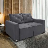 Sofá Retrátil E Reclinável 2 Lugares Bariloche Veludo Cinza Speciale Home Cinza - 9