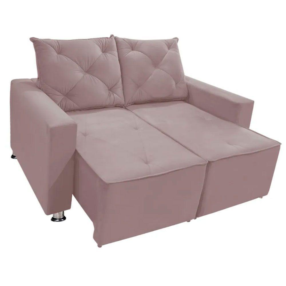 Sofá Retrátil E Reclinável 2 Lugares Bariloche Veludo Rosê Speciale Home Rose - 3