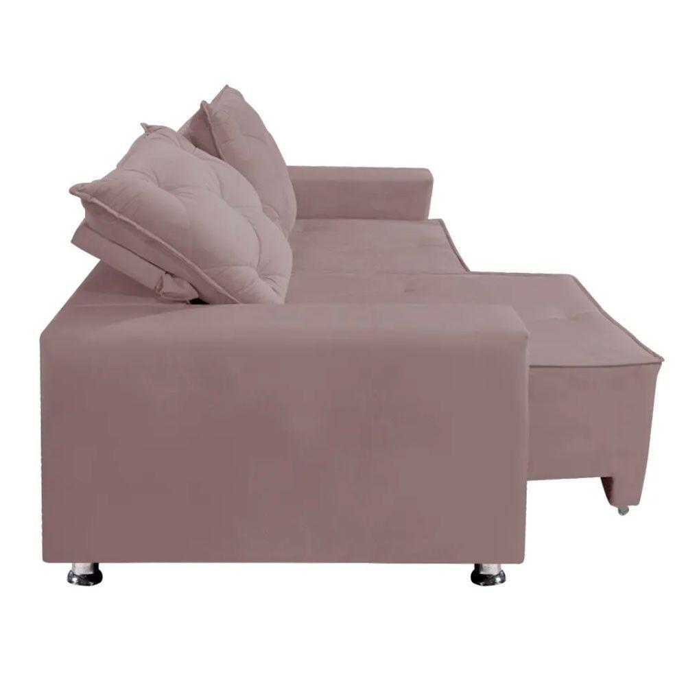 Sofá Retrátil E Reclinável 2 Lugares Bariloche Veludo Rosê Speciale Home Rose - 5