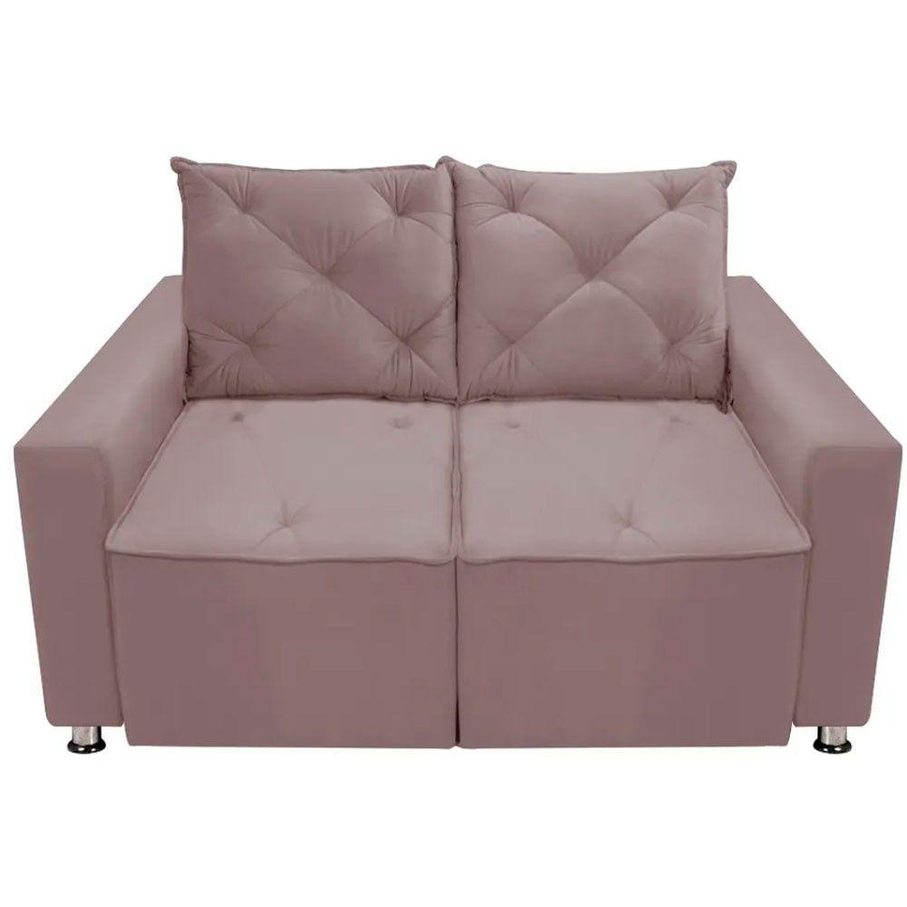Sofá Retrátil E Reclinável 2 Lugares Bariloche Veludo Rosê Speciale Home Rose - 6