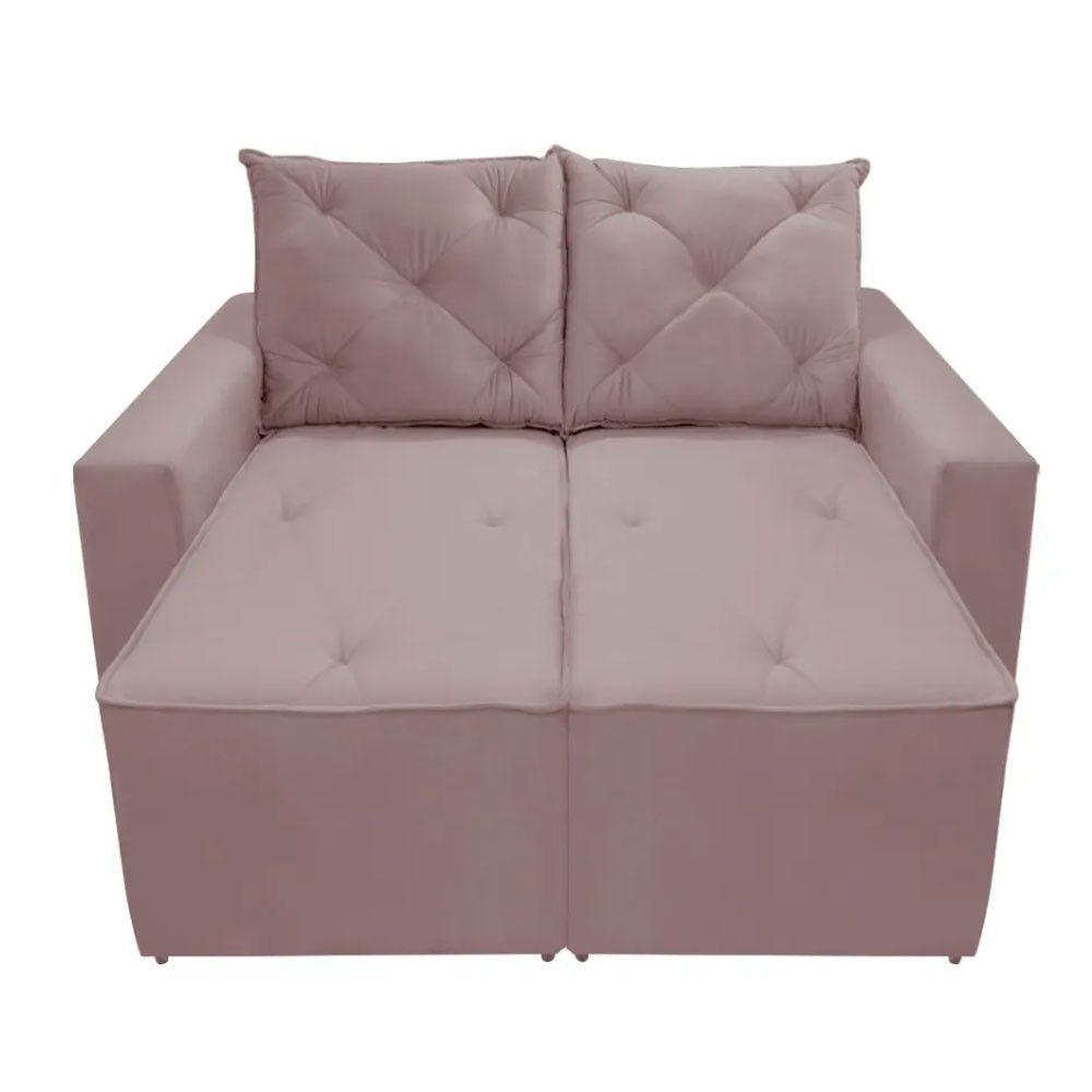 Sofá Retrátil E Reclinável 2 Lugares Bariloche Veludo Rosê Speciale Home Rose - 7